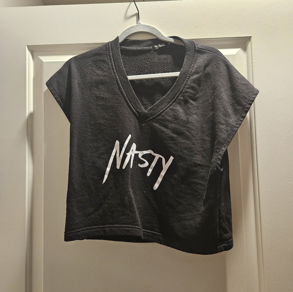 Nasty Gal Black Textured Knit Top